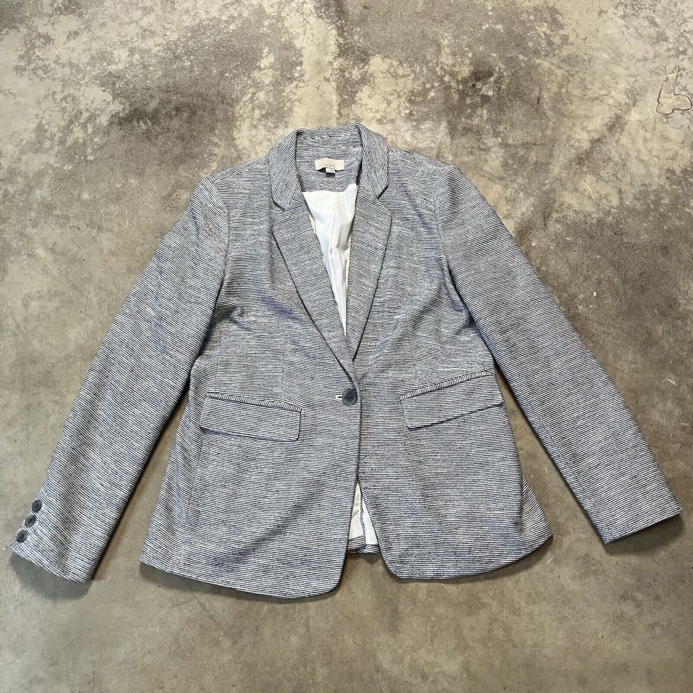 Loft Blazer Womens Size 6 Gray Single Breasted Cotton Blend‎ Jacket Office